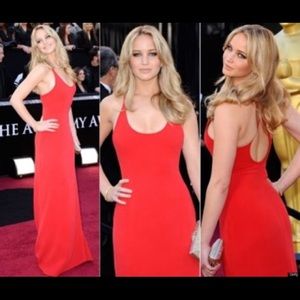 Red Chiffon Cross-back Prom Dress